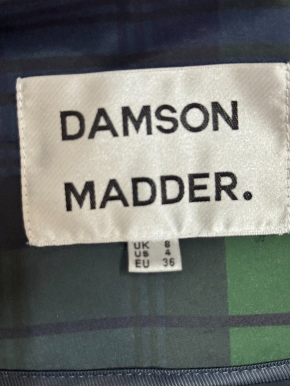 Damson Mader - Liu Shower Proof Raincoat - Navy Check - Picture 2 of 11